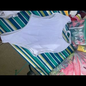 One piece white open back